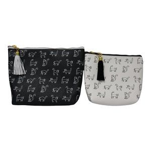 Set of Two Cat Cosmetic Bags